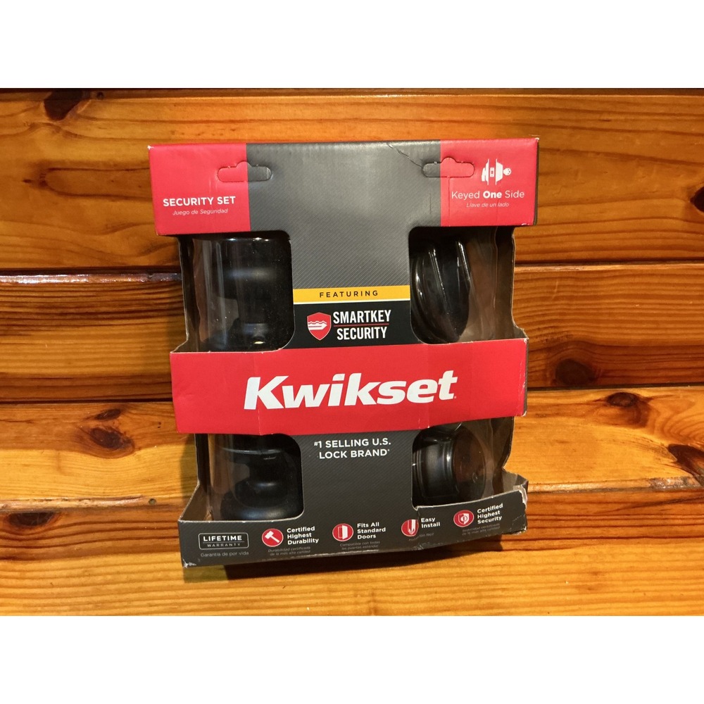Kwikset SmartKey Security Set Matte Black Door Knob and Single Cylinder Deadbolt